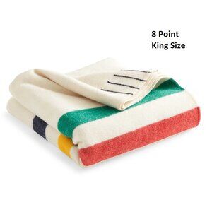 Hudson’s Bay HBC Stripes 8 Point Blanket King Size 100% Wool New with Tag